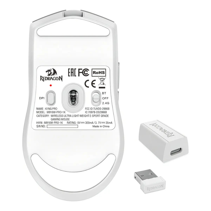 MOUSE REDRAGON M916-W KING PRO 1K (C:BLANCO) - Vista 2