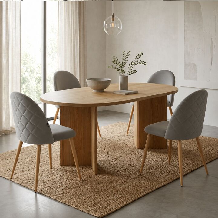 Combo Mesa Zaragoza 160x80 + 4 Sillas Cheers Tapizadas en Pana Gris - Vista 5