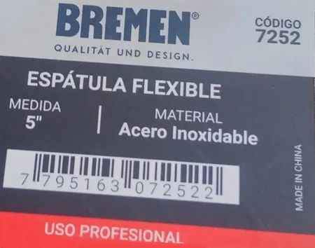 Espátula Flexible Bremen Acero Inoxidable 127mm 5 Pulgadas