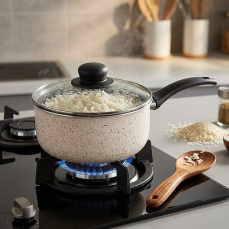 Cacerola Olla 18 cm Tapa Vidrio Antiadherente Aston Dots