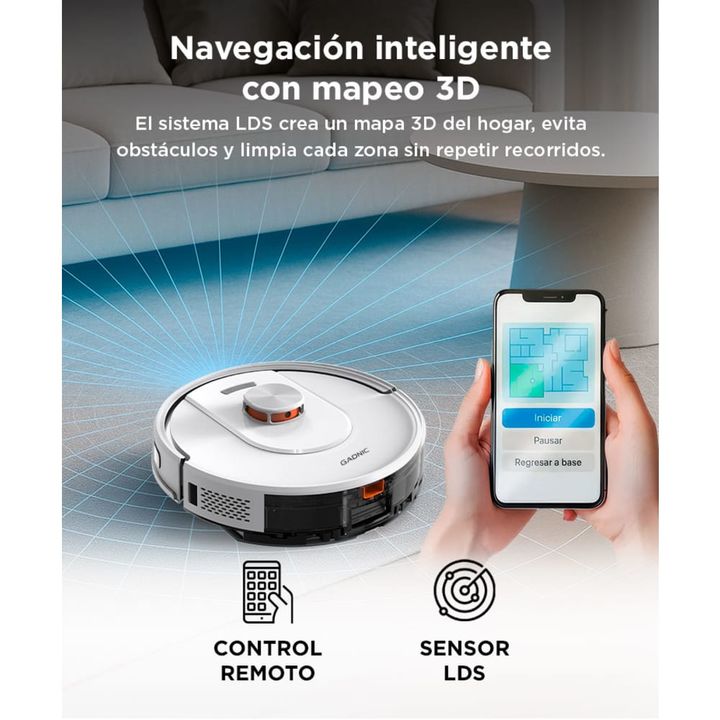 Aspiradora Robot Trapeadora Negra Gadnic V51 Mapeo Inteligente Autonomía Extendida - Vista 3
