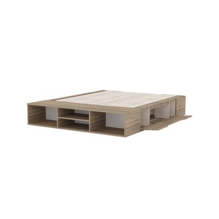 CAMA BOX QUEEN DE 160 CM COLOR TERRACOTA CON BAULERA Y PIECERA
