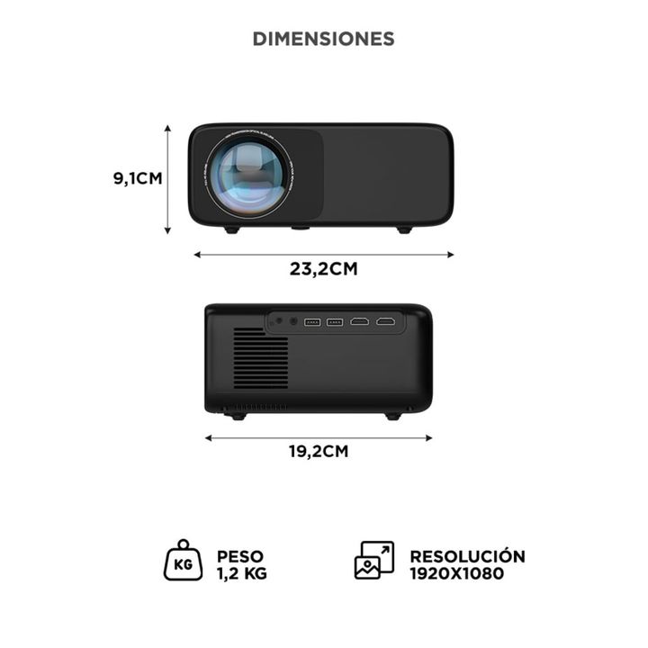 Proyector Gadnic Luminous Pro 6200 Lúmens Full HD Con Altavoz - Vista 6