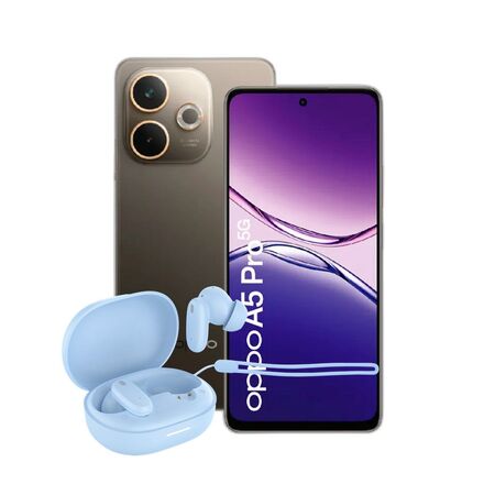 Combo Oppo A5 Pro 5G 8+256GB Mocha + Dekkin FlowBuds TWS Celeste
