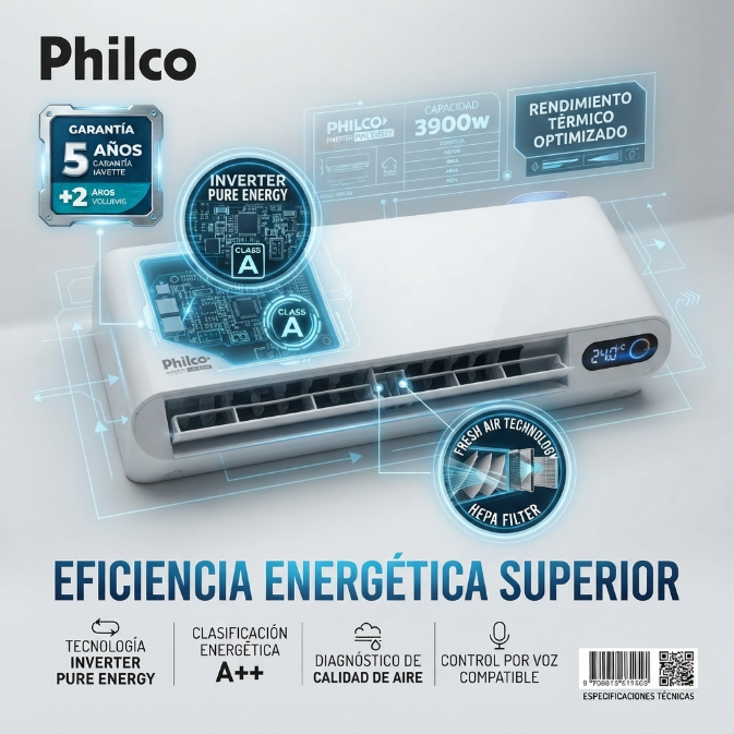 Aire Acondicionado Philco PHIN39HC2AWFPI 3900W Frio Calor Split Inverter - Vista 4