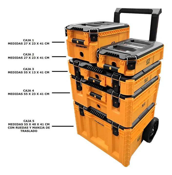 Carro Herramientas 5 Cajas Apilable Lusqtoff Lchp6-8 120kg Naranja - Vista 4