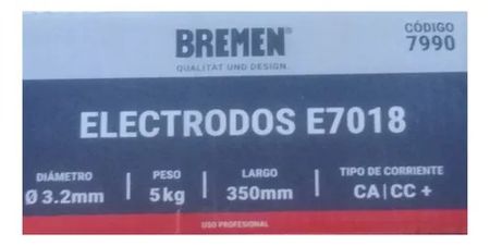 Electrodo Bremen E7018 3.2 Milimetros x 350 Milimetros 5 Kilogramos
