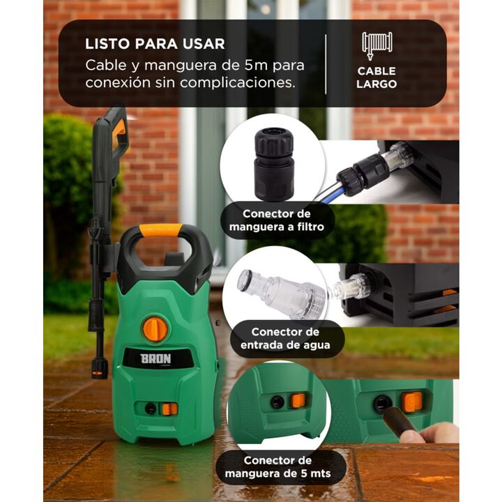 Hidrolavadora Bron By Gadnic Eléctrica 1400W Alta Presión Caudal 65Lmin Compacta - Vista 4
