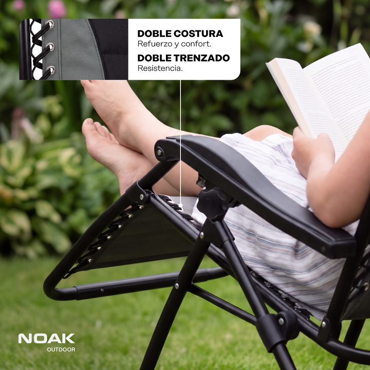 Set x2 Reposeras Plegables NOAK Zero Gravity Acero Acolchada - Vista 8