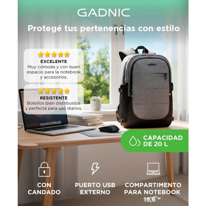 Mochila Pro Notebook South Port 156 Gris - Vista 2