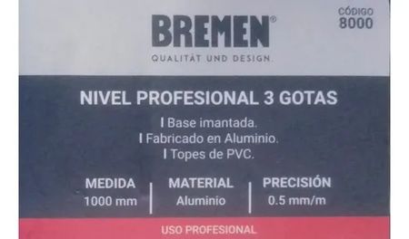 Nivel Magnético Bremen 3 Gotas Aluminio 100cm