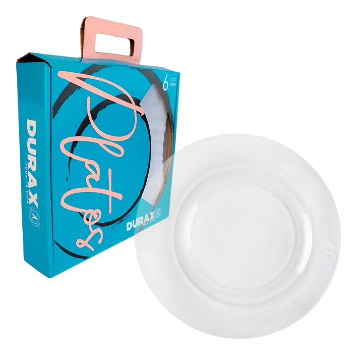 Set Durax de 6 Platos Playos Milano con 6 Vasos Nilda 350 cc Transparentes - Vista 6