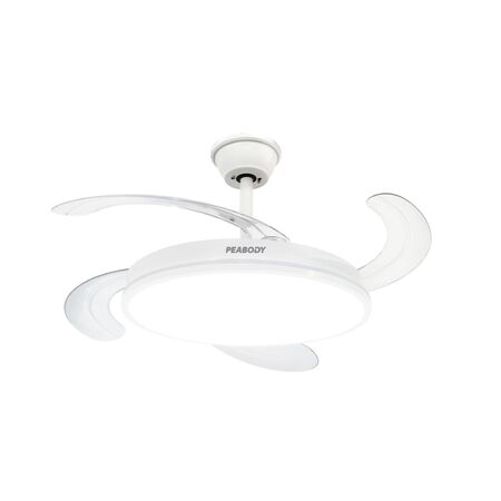 Ventilador De Techo Retractil Blanco Palas Acrilico Con Led Peabody Pe-Vtrdc411b