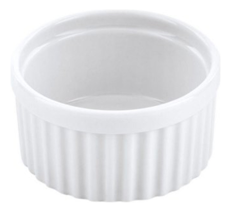 Set X12 Cazuela Acanalada 8cm Porcelana Germer Gastronomica Blanco