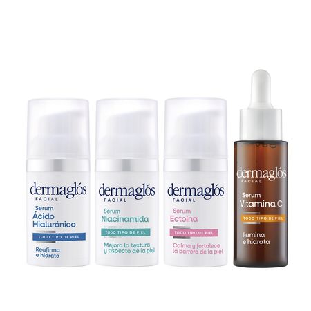 Dermaglos Set Serum Hialuronico Vit C Niacinamida Ectoina