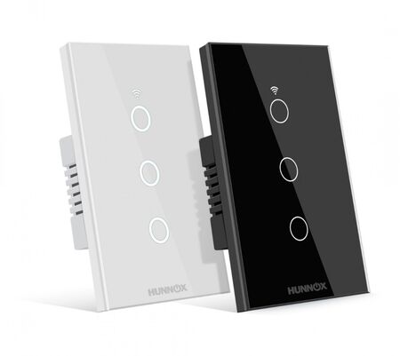 TECLA HUNNOX SMART TACTIL 3 CANALES NEGRO