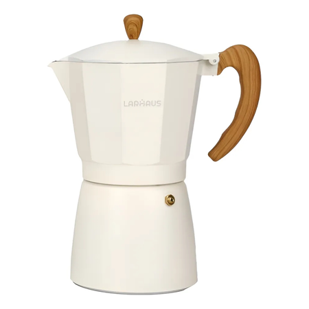 Cafetera Italiana Clásica Aluminio Larhaus 12 Pocillos Beige