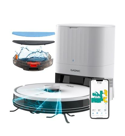 Aspiradora Trapeadora Robot Blanca Gadnic AC800 Con Base Carga Mapeo Inteligente