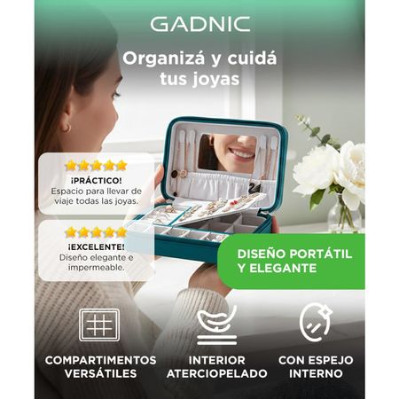 Joyero Con Cierre y Espejo Gadnic UFKO109 Organizador de Accesorios