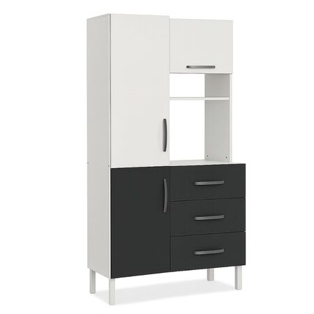 Despensero Organizador de Cocina Kit de 3 puertas y 3 cajones Grafito Blanco Maximo Acapulco