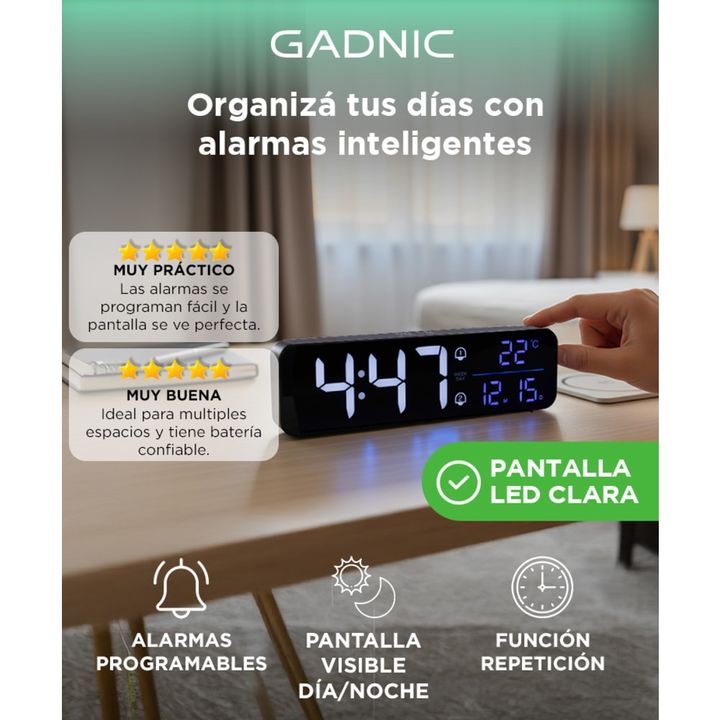 Despertador LED Inteligente Gadnic DP5PRO 40 Tonos Musicales - Vista 2