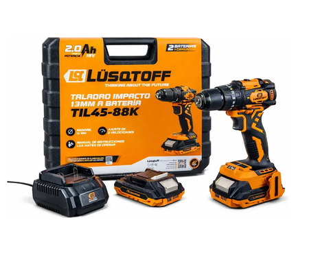 Taladro Percutor Lusqtoff Til45-8bk 13mm 18v Mandril Metal Naranja 50