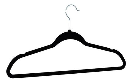 Set x 24 Perchas Slim Terciopelo Antideslizante Ultradelgadas Negras