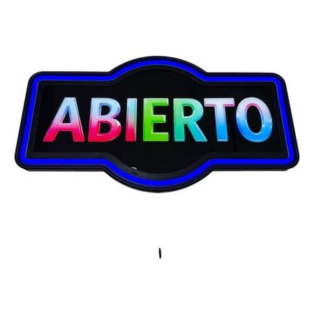 Cartel Abierto Neon Led 3d Letrero Luminoso Colgante