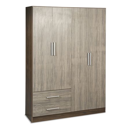 Placard Ropero Reforzado de 4 Puertas + 2 Cajones Pinot Nogal Maximo Venezia