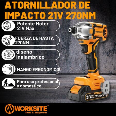 Atornillador De Impacto A Batería Brushless Worksite 270nm