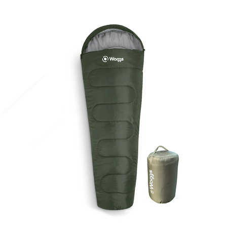 Bolsa De Dormir Térmica Capucha Impermeable Waggs Camping Verde
