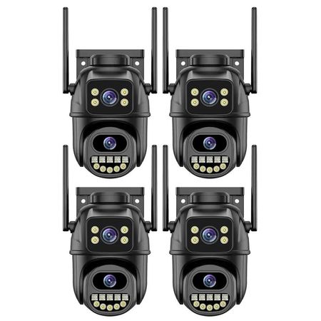 Combo: X4 Cámaras de Seguridad Dalton Doble Exterior / Interior Leds 4K Negra DA-CAM08