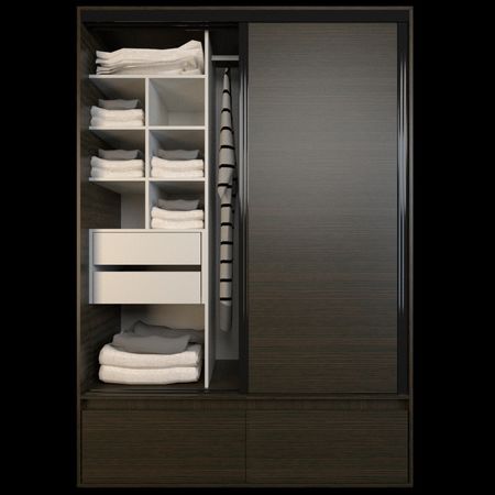 Placard Corredizo 1,50 2 Cajones 2 Zapateros Wengue Habano Tables