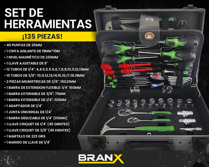 Set Juego Herramientas Maletin Branx 135 Pza C Vanadio Bxmax - Vista 6