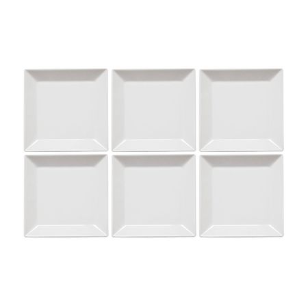 Set X6 Platos Postre 20cm Cuadrado Blanco Oxford