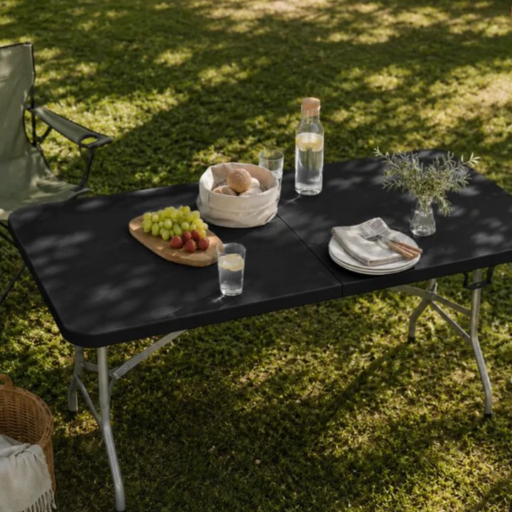 Mesa Plegable Multiuso Con Estructura De Acero 1.80 Mts Garden Life T408001 Negro - Vista 2
