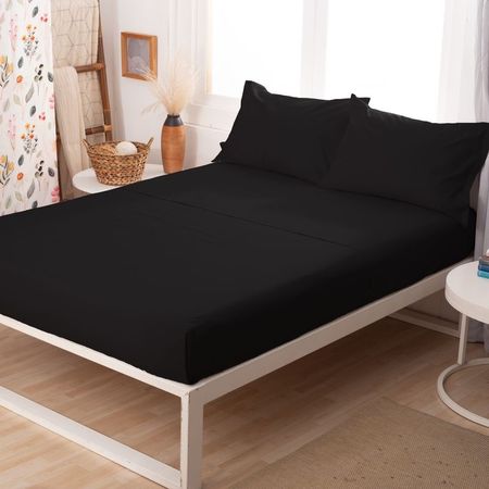 Juego de Sabanas Casablanca Lisa 2 1|2 plazas Plata negro