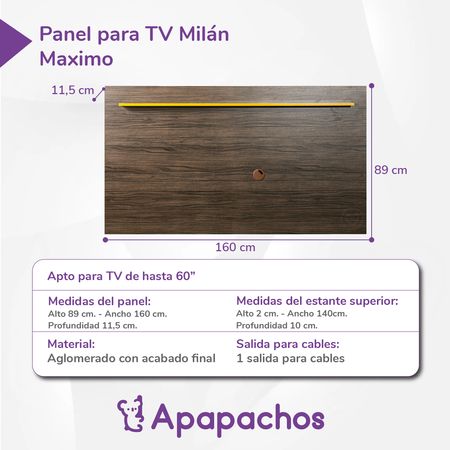 Combo de Entretenimiento Milan Rack y Panel Flotante para TV Nogal