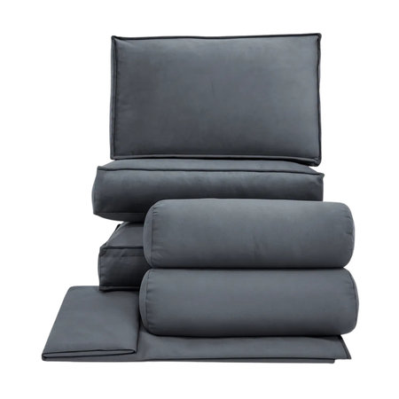 Kit Divan Completo Con Funda Y Almohadones Pana Gris oscuro