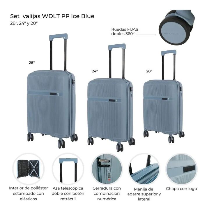 Set Valijas Wanderlust 20, 24, 28 Expandible 48230 Cerradura - Vista 7
