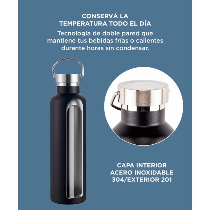 Botella Negra South Port Térmica Deportiva 750ml Acero Inoxidable - Vista 4