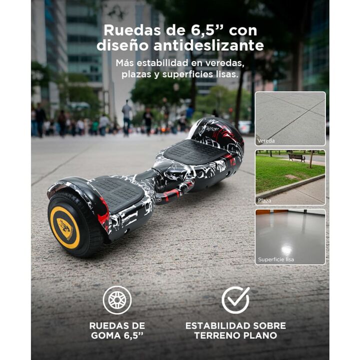 Patineta Electrica Gadnic Hoverboard 65 Pulgadas 250W Carga Máxima 100 kg Autonomía 6-8 km Batería Litio 1,8Ah - Vista 4
