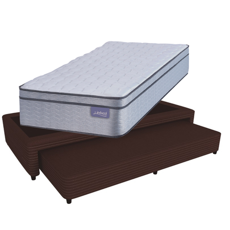 Colchón + Carricama Tejido Choco Resortes 1 1/2 Plaza Inducol Pravia Europillow 90x190x24 110kg