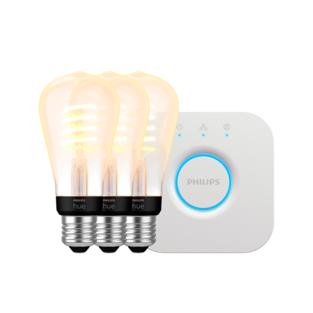 lámpara inteligente philips hue st64 x3 cálida/fría+bridge 