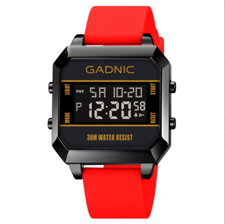Reloj Deportivo Digital Rojo Gadnic Cuadrado Resistente Al Agua