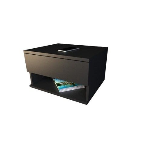 Mesa de Luz Flotante DS Home 1 Cajón Negro 45x25x36 cm - Vista 2