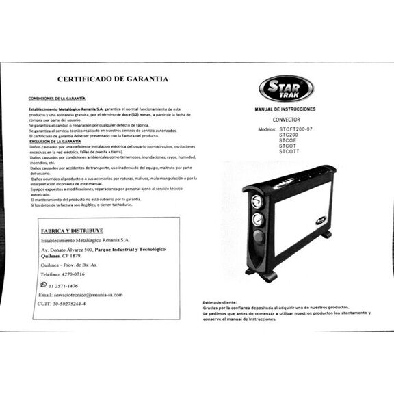 Convector Eléctrico Star Trak STCOT 2000W Con Termostato - Vista 4