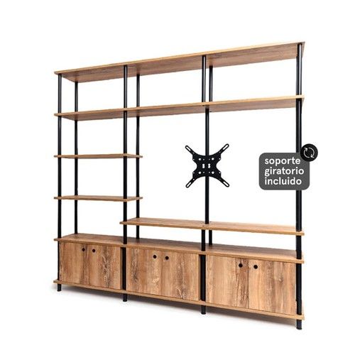 Rack de TV Industrial DS Home 180 x 30 x 192 cm Roble Atakama - Vista 2