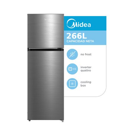 Heladera Inverter Midea Inox Top Mount 266 L Gris