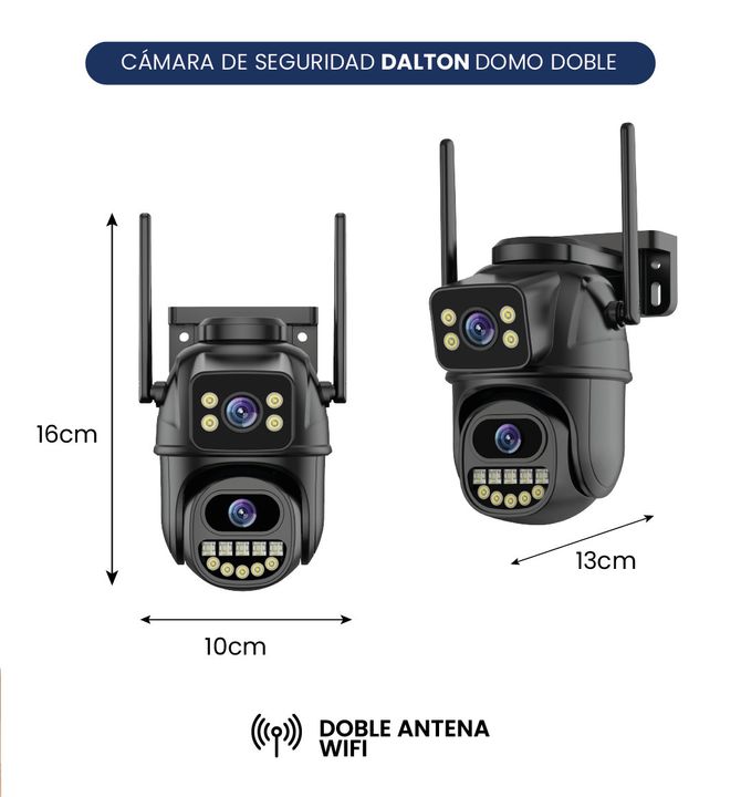 Combo: X2 Camaras de Seguridad Dalton Doble Exterior / Interior Leds 4K Negra DA-CAM08 - Vista 1